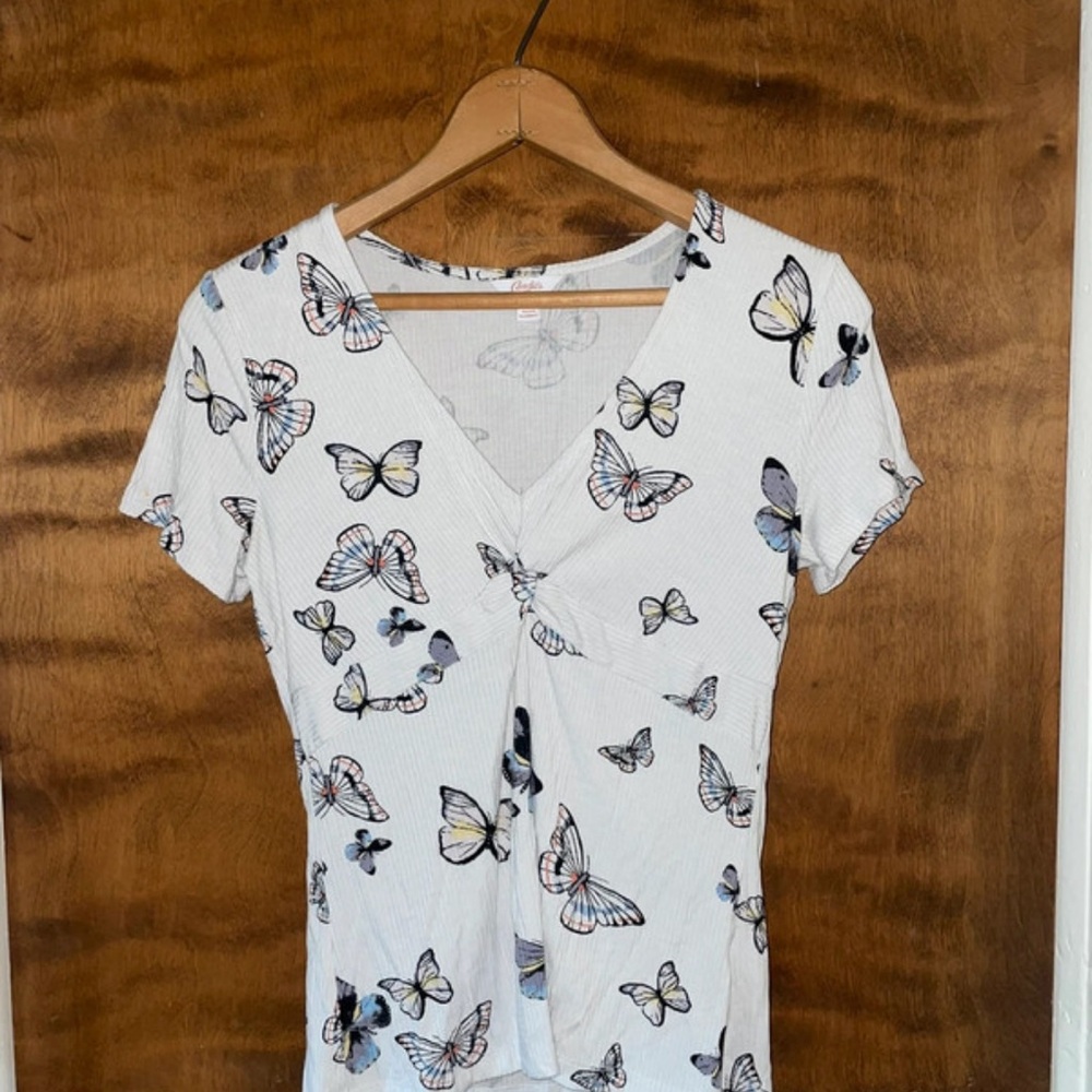 Candie's Butterfly Print V-Neck Camisole - White and Black
